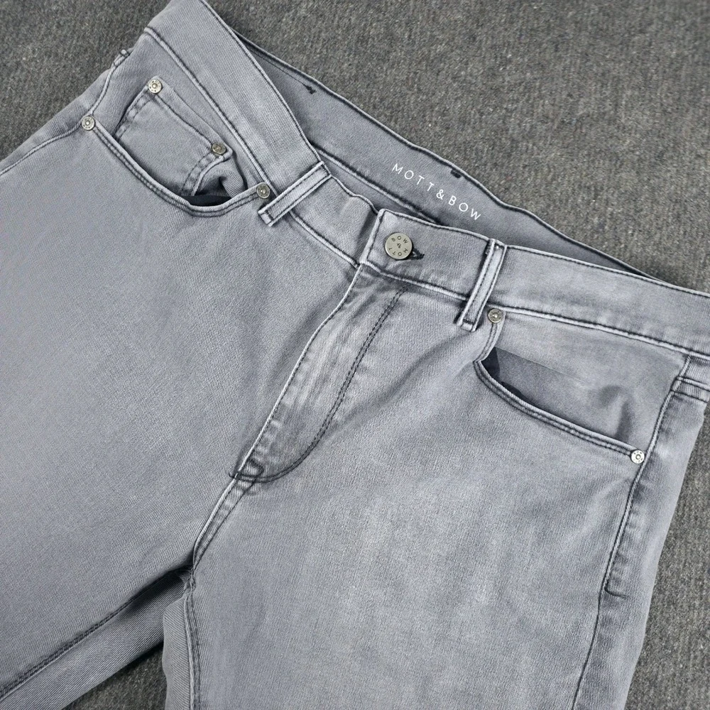 Mott & Bow Jeans Mens Fits 34x34 Gray Stone Wash Slim Fit Premium Denim Stretch